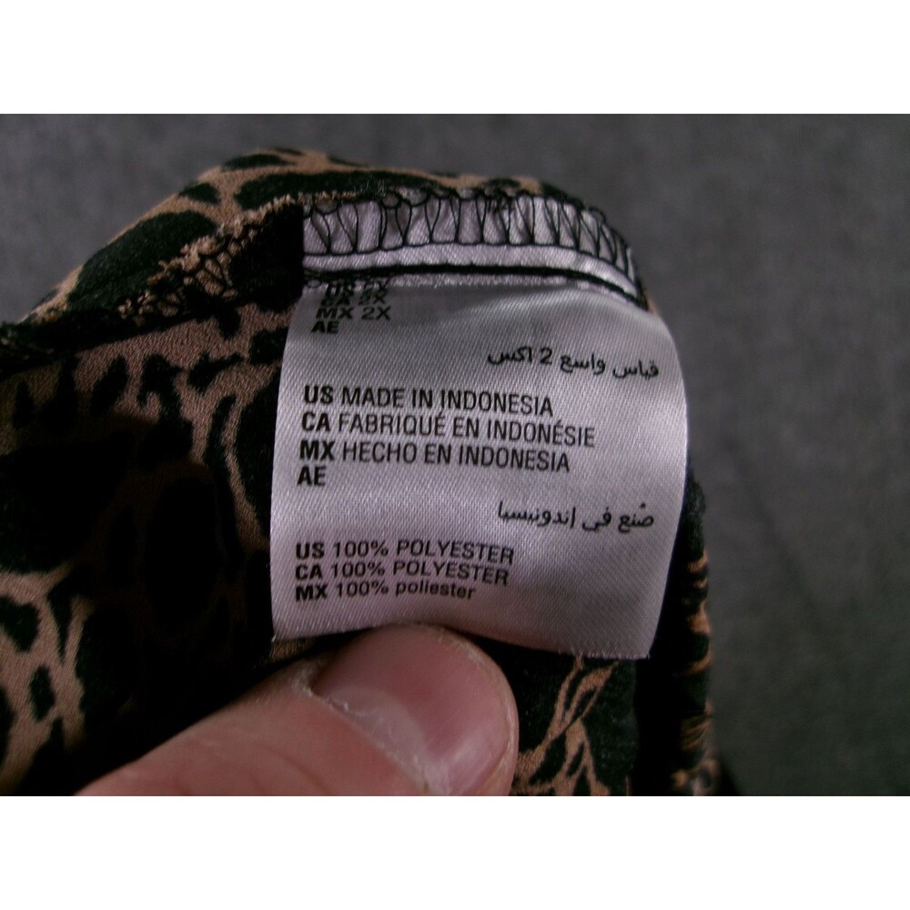 Alfani Skirt Women 2X Pleated Animal Print Midi Elastic Waist Brown Black Hem - Picture 5 of 7